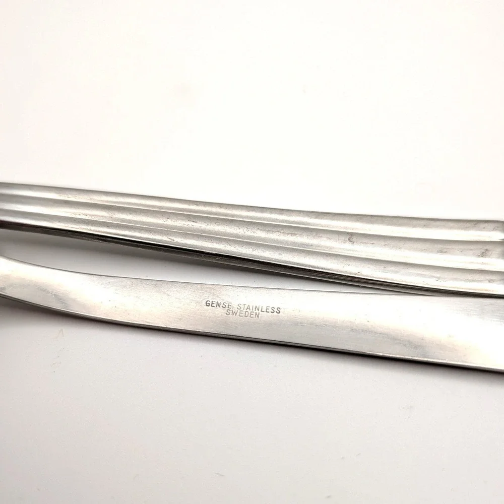Gense Focus Stainless Steel Salad Forks Ribbed Handle Sweden Set of 5 6.25